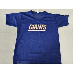 Franklin Youth Boys Medium Giants Mesh Blue Short Sleeve Top Jersey V Neck
